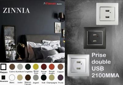 PRISE DOUBLE USB 2100 MMA ZINNIA METAL ZINC ALLOY