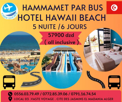 voyage-organise-tunisie-par-bus-hotel-hawaii-beach-57900-dzd-all-inclusive-el-madania-alger-algerie