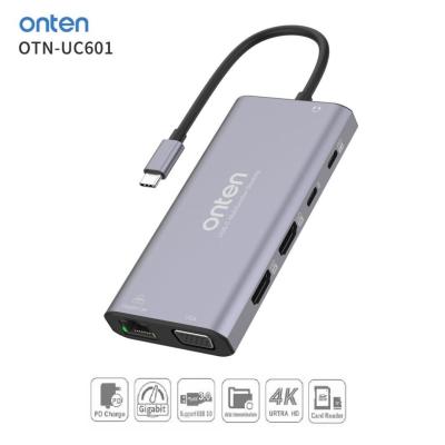 Station d'Accueil USB-C 12-en-1 Vidéo 4K, Recharge 100W, Réseau Gigabit et Plus OTN-UC601 ONTEN