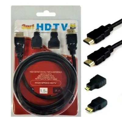Câble HDMI 1080P 3-en-1 vers HDMI/Mini/Micro/HDMI, adaptateur haute vitesse