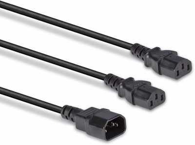 Câble UPS Onduleur 3x0.75mm2 IEC 320 C14 Male vers 2 x IEC 320 C13 Femelle 3M