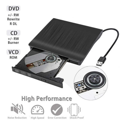 Lecteur CD DVD Externe, USB 2.0 Slim Protable Externe CD-RW Graveur DVD-RW  Graveur Lecteur pour Ordinateur Portable PC Ordinateur de Bureau, Noir