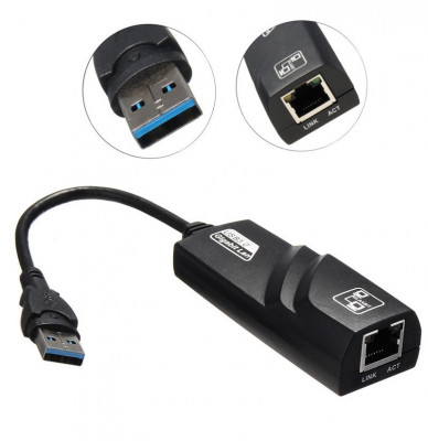 Adaptateur USB 3.0 vers RJ45 10/100/1000 Mbps Gigabit Ethernet LAN Réseau 