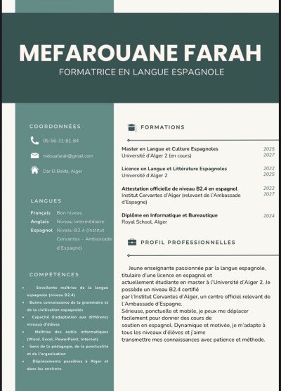 education-formations-enseignante-de-langue-espagnole-dar-el-beida-alger-algerie