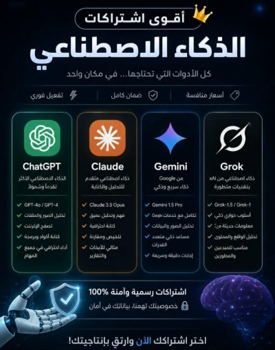 برامج-و-اشتراكات-chatgpt-claude-gemini-grok-أقوى-الذكاء-الاصطناعي-البليدة-باب-الزوار-سطيف-وهران-بومرداس-الجزائر