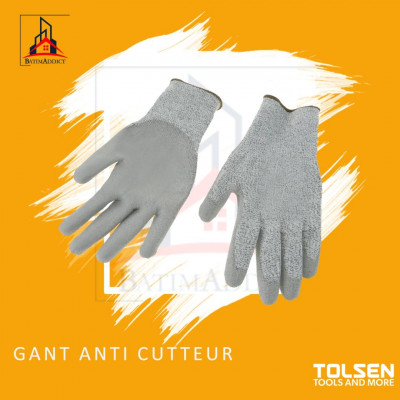 Gant anti-coupure 5 gris enduit PU noir Réf 1CRBB - PROSAFE ALGERIE