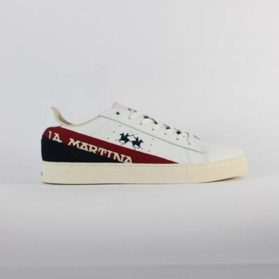 LA MARTINA Leather Sneakers - White/Red Hommes