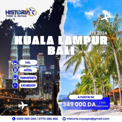 voyage organisé combinée  Bali  (Indonésie)  Kuala Lumpur (Malaisie)
