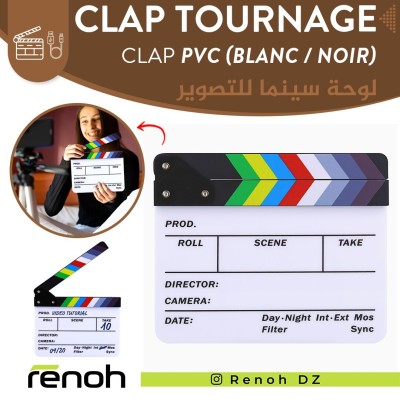 Clap Pour Tournage EN PVC (Blanc / Noir)