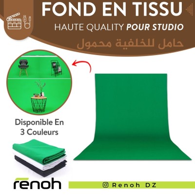 Fond En Tissu Pour Studio 3x6m ( Disponible en Vert / Noir / Blanc )