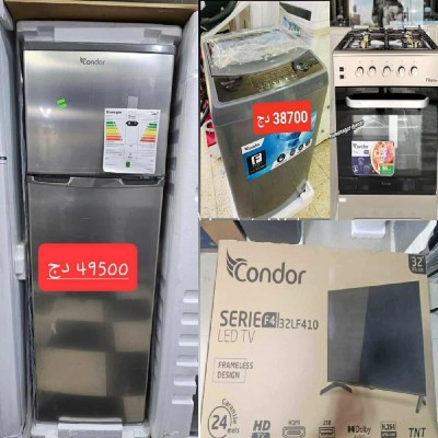 Pack condor cuisinière + réfrigérateur + TV 32 pouce + machine à laver 8kg 