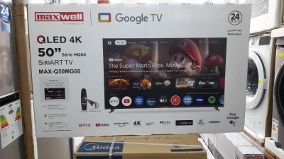 Promotion téléviseur maxwell 50 pouces smart Google tv QLed 4k 