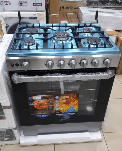 Promotion cuisinière midea 5 feux inox ventilé 75cm