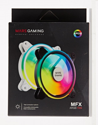 Mars Gaming MFXW, Ventilateur PC 120mm, ARGB DUAL, Ultra silencieux 14db, Blanc