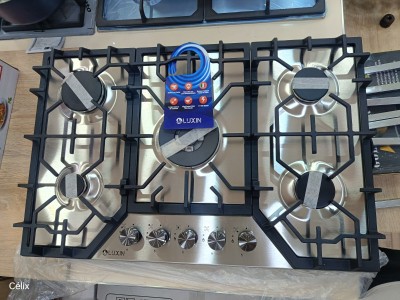 LUXIN Table de cuisson 5 feux en inox thermocouple SABAF