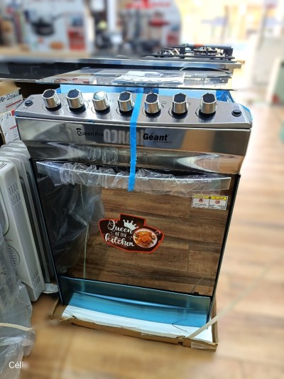 GÉANT Queen Pro Cuisinière Inox 4 feux Ventilé Gaz-Gaz