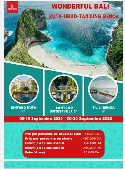 Voyage organisé BALI (Kuta / Ubud / Tanjung Benoa) été 2025