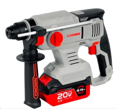 Marteau piqueur perforateur BRUSHLESS SDS-Plus sans fil 20v avec 2 batteries et chargeur 1,7j  CROWN