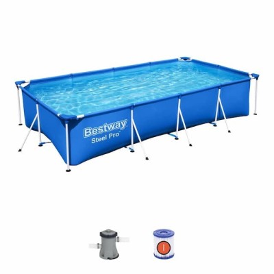 Piscine hors sol rectangle Steel Pro 400 x 211 x 81 cm bleu clair 56424 BESTWAY