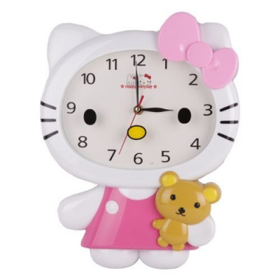 Horloge Murale Pour Enfant - Hello Kitty - Blanc/Rose