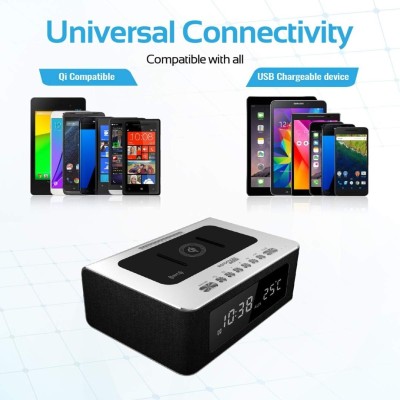 Promate Qi Wireless Charging Bluetooth Speaker, Multi-purpose NFC, FM Radio