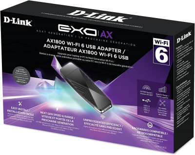 D-Link  Adaptateur USB Wi-Fi 6 AX1800 - DWA-X1850