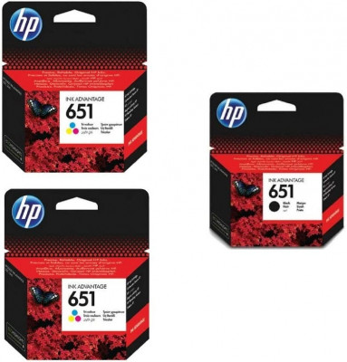 HP 651 Cartouche d'encre d'origine Ink Advantage - HP 651 Noir - HP 651 trois couleurs 