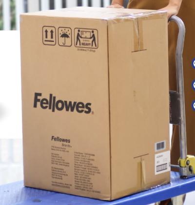 FELLOWES DESTRUCTEUR DOCUMENTS AUTOMAX 100M - 23 LITRES - COUPE CROISÉE P-4 - AGRAFES - TROMBONESES