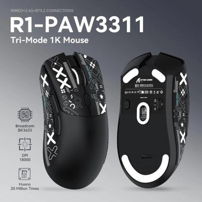 ATTACK SHARK R1 - SOURIS FILAIRE & SANS FIL - BLUETOOTH - 2.4G - 6 BOUTONS -18000 DPI - 1KHZ -BLACK