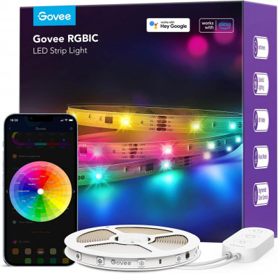 GOVEE RGBIC LED STRIP LIGHT 5M 16.4FT - H618A -  Wi-Fi-Bluetooth - Alexa & Google Compatible Lights