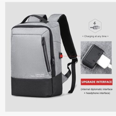 SAC A DOS DEELFEL FASHION TREND - AI0422 - 15.6" - USB - JACK 3.5 MM - GRIS & NOIR - ORIGINAL 