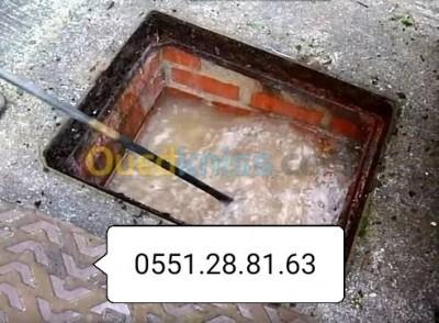 تنضيف وتسريح جميع قنوات الصرف الصحي 