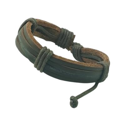 Bracelet en Cuir Artisanal - Fait Main Motifs Berbères Authentiques Cuir Naturel Tanné au Plantes
