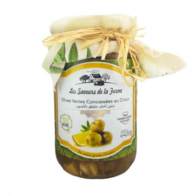 Olive Vertes Concassées au Citron sans Conservateurs & sans Colorants 420g