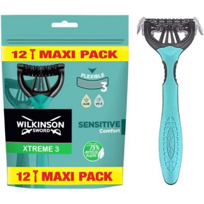 Wilkinson Pack de 12 Rasoirs - Sword Streme 3 Sensitive Comfort