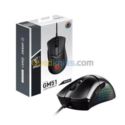 MSI CLUTCH GM51 LIGHTWEIGHT - SOURIS GAMING - 8 BOUTONS - CAPTEUR 26 000 DPI - RGB - NOIR