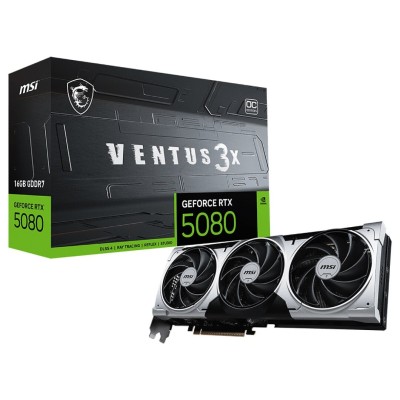 MSI GEFORCE RTX 5080 16G VENTUS 3X OC - 16GO GDDR7 - DLSS4 8K - REFLEX 2 - HDMI/DP - PCIE-BLACK