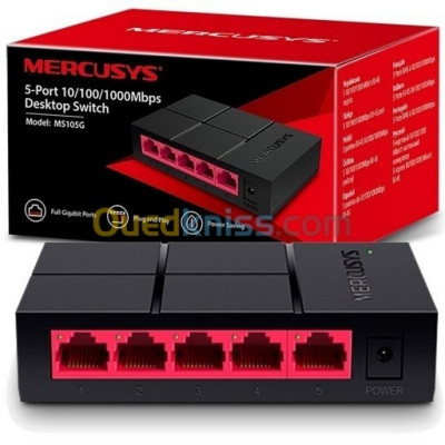 Mercusys 5 Ports 10/100/1 000 Mbps Commutateur Réseau Gigabit Ethernet Noir