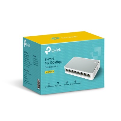 TP-LINK TL-SF1008D - SWITCH DESKTOP 8 PORTS -10/100 MBPS - GREEN ETHERNET -PLUG & PLAY - EEE 802.3x