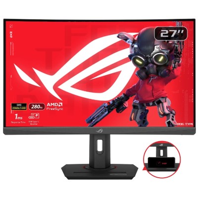 ECRAN ASUS ROG STRIX XG27WCMS - GAMING 27" 2.5K - 280HZ - 1MS - FAST VA CURVED - AJUSTABLE - BLACK