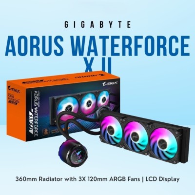 GIGABYTE AORUS WATERFORCE X II 360 - WATERCOOLING ULTRA PERFORMANCE - LCD - 360 MM - RGB - BLACK