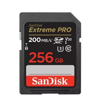SANDISK EXTREME PRO 256GB - CARTE SDXC UHS-I - 200MO/S LECTURE - VIDEO 4K UHD - BLACK