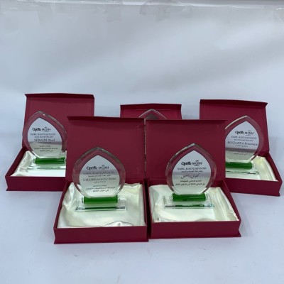 Trophée personnalisé / Cristal /  Gravure et dilophane 