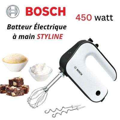 Batteur Électrique BOSCH - 450W avec fouets et crochets pétrisseurs - Styline BOSCH