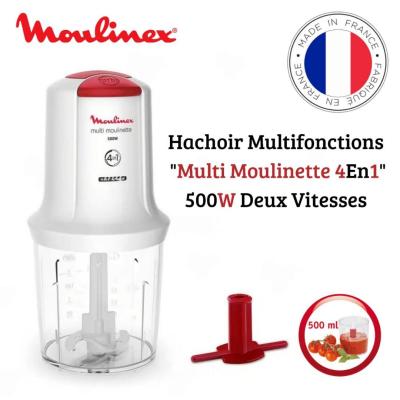Hachoir Moulinex 4En1 500W Deux Vitesses 500ml 2 Lames en Inox - Multi Moulinette