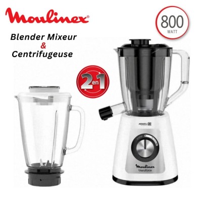 Blender Mixeur + Centrifugeuse Moulinex Blendforce 2en1 800W 1.75L En Verre