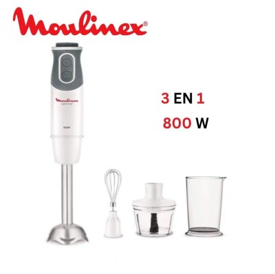 Bras Mixeur Plongeant 3 En 1 Moulinex Optichef - 800W 10 Vitesses avec 3 Accessoires 