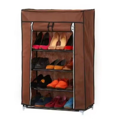 Porte Chaussures - Armoire a chaussures 5 étages Tissu pour rangement - Marron خزانة ترتيب الاحذية