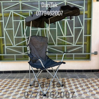 Chaise Pliante avec Pare-soleil Intégré et Porte Gobelet pour Plage Camping Bivouac Trés Solide