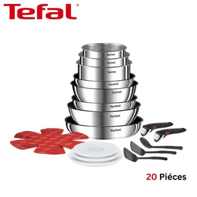 Batterie De Cuisine TEFAL 20 pièces à poignée amovible inox anti-adhésif - Poêle et Casseroles 